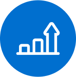 Bar graph with arrow pointing up