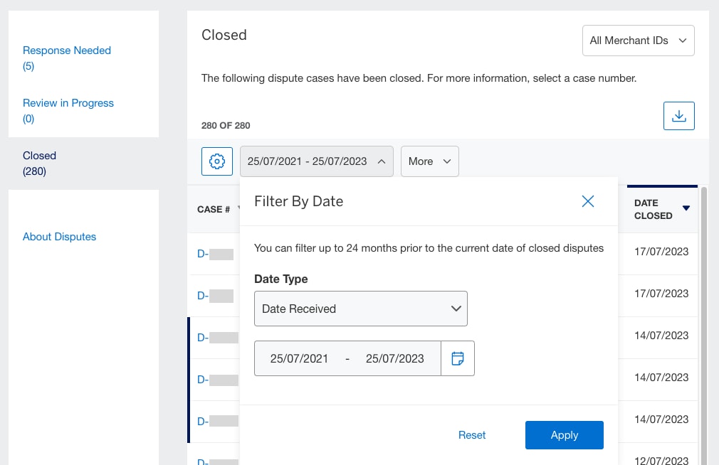 Reviewing Closed Disputes American Express