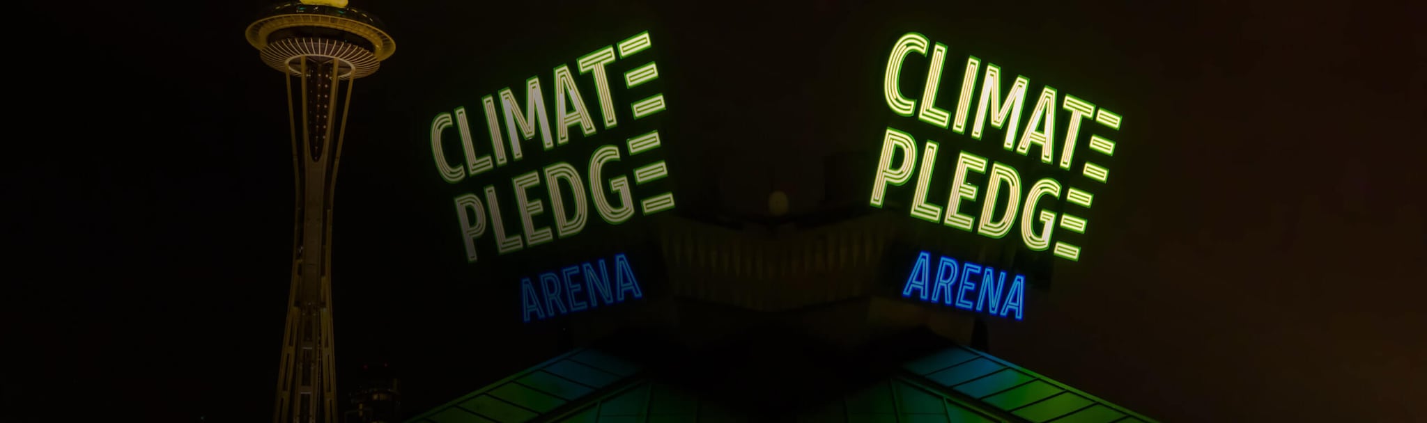 An outside view of Climate Pledge Arena