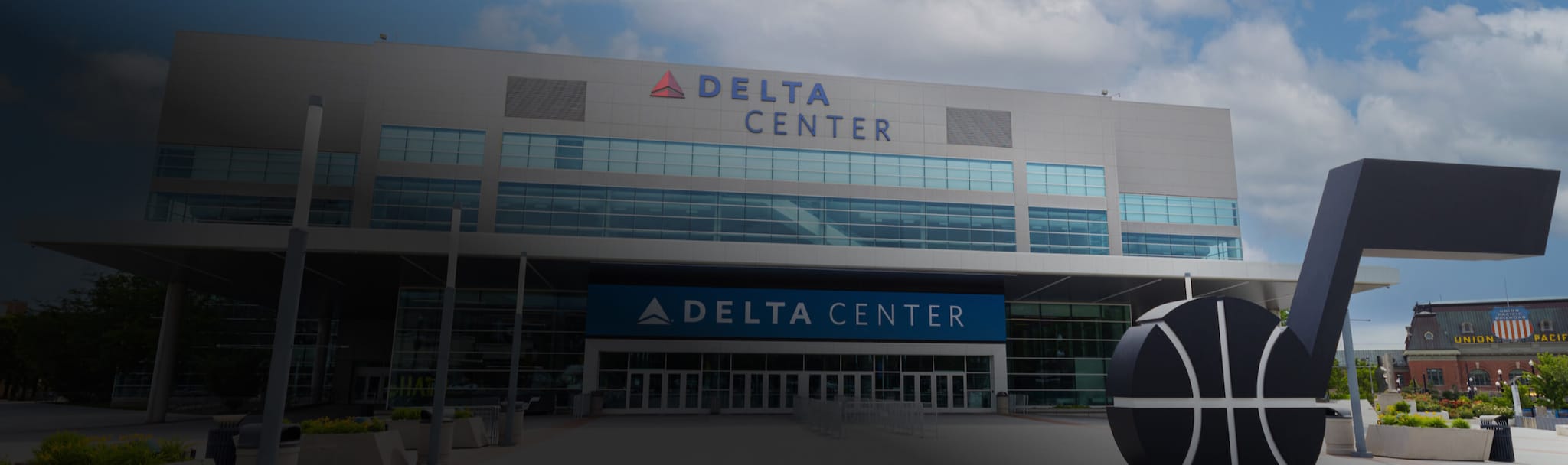 An outside view of Delta Center