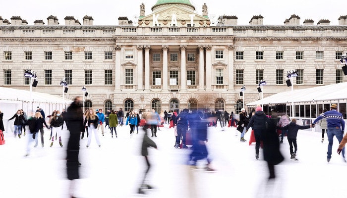 The ice skating rink at Somerset House's courtyard