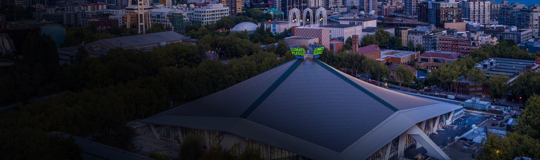 aerial view image of climate pledge arena