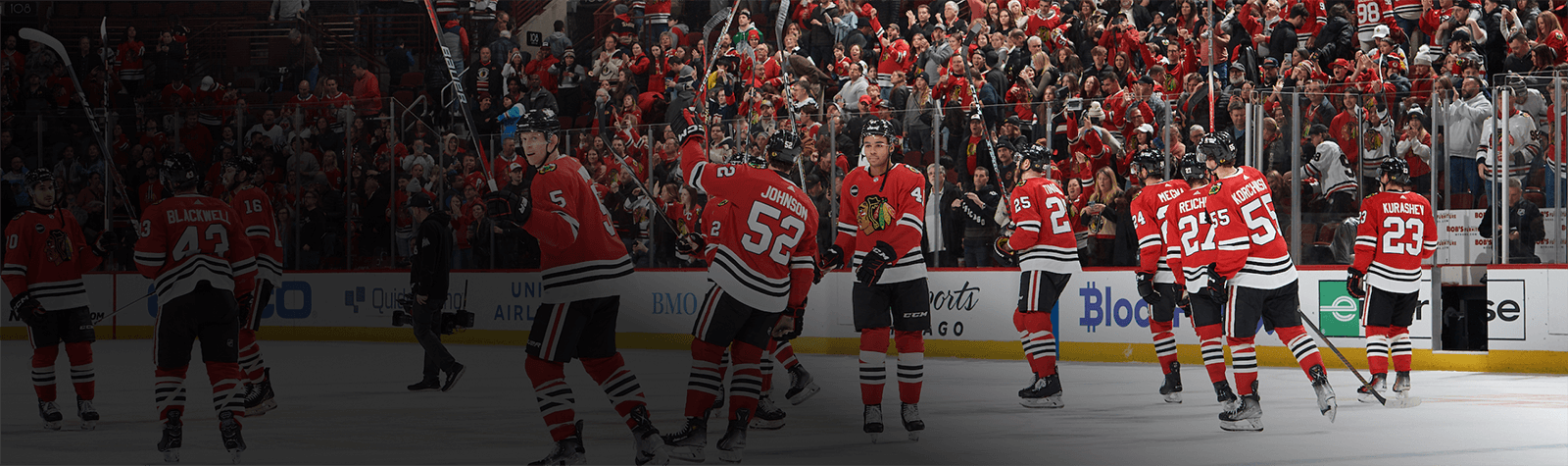 Chicago Blackhawks on the ice at the United Center