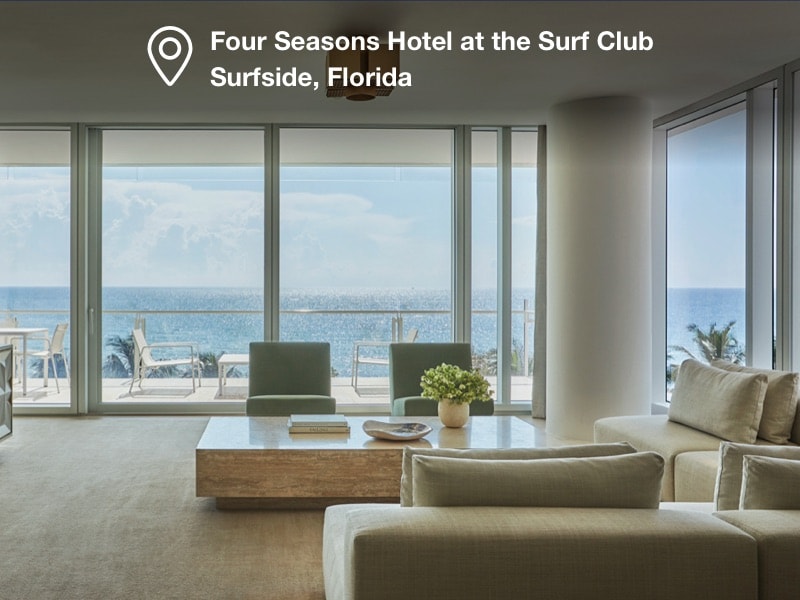 A room at Four Seasons Surf Club in Miami booked using an annual hotel credit from Amex Platinum