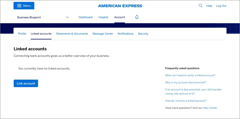 How to link a bank account to American Express Business Blueprint™