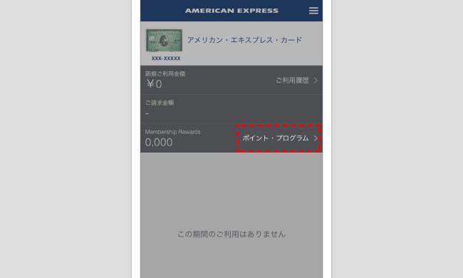 アイテムとの交換方法 クレジットカードはアメリカン エキスプレス