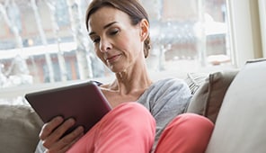 Woman working on a tablet