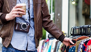 Man shopping with Camera around his neck