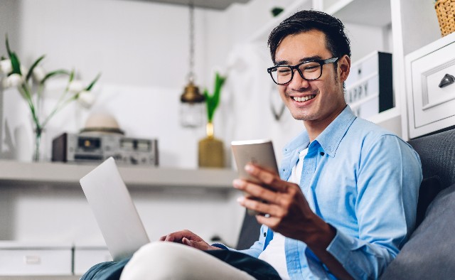 Man using his phone