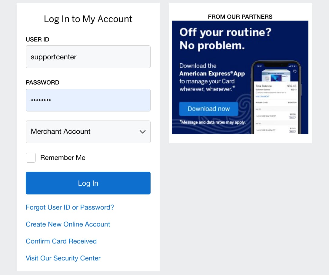 How do I access my American Express card online?