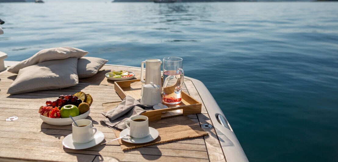 Ein Frühstück auf dem Boot
