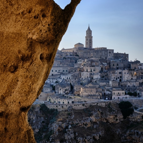 Blick auf die Felsenstadt Matera
