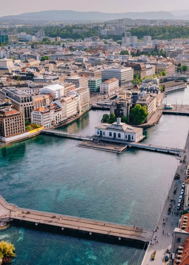 Luftaufnahme der Stadt Genf in der Schweiz.